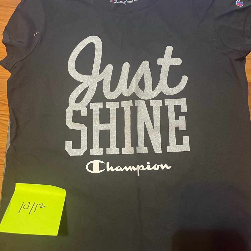 Champion Kids Tee - Black with Silver Print